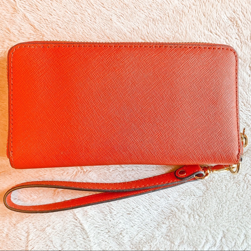 Michael Kors Continental Zip Around Wallet Orange - Picture 2 of 7